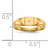 14K 1 2 Point Aaa Diamond 4.5x4.5mm Closed Back Size 3 Square Signet Ring view 5