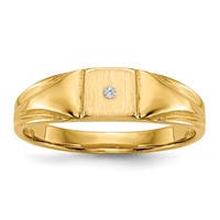 14K 1 2 Point Aaa Diamond 4.5x4.5mm Closed Back Size 3 Square Signet Ring view 1