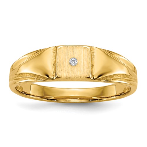 14K 1 2 Point AA Diamond 4.5x4.5mm Closed Back Size 3 Square Signet Ring