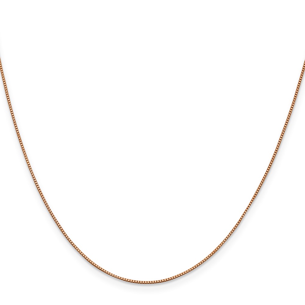 14K Rose Gold 20 inch .7mm Box Link with Lobster Clasp Chain (RSC1-20)