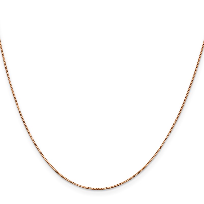 14K Rose Gold 20 inch .7mm Box Link with Lobster Clasp Chain
