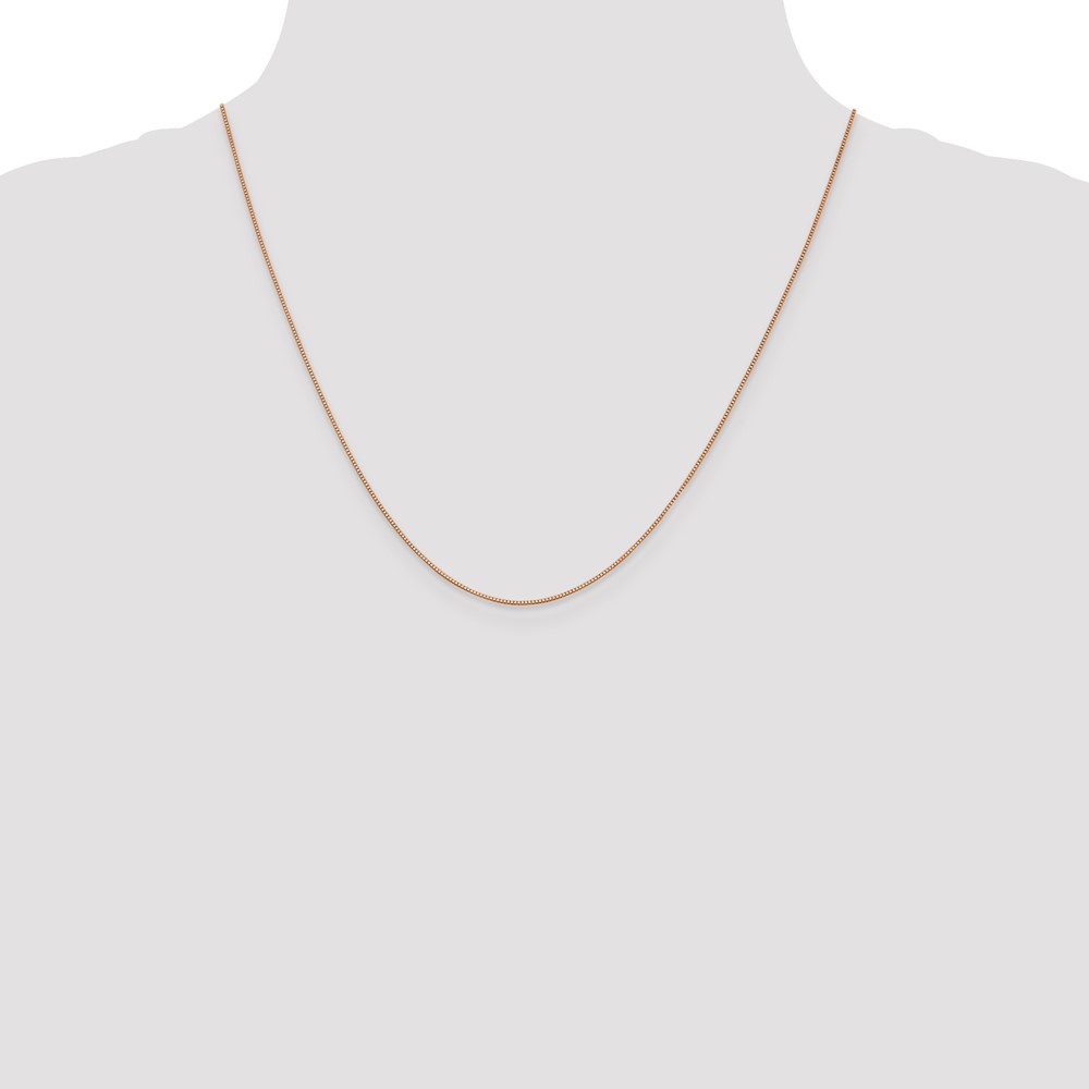 14K Rose Gold 20 inch .7mm Box Link with Lobster Clasp Chain (RSC1-20)
