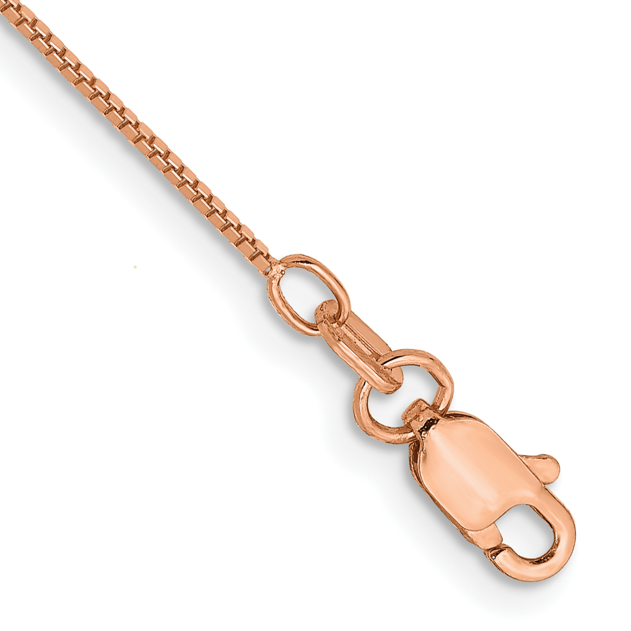14K Rose Gold 10 inch .7mm Box Link with Lobster Clasp Chain Anklet (RSC1-10)
