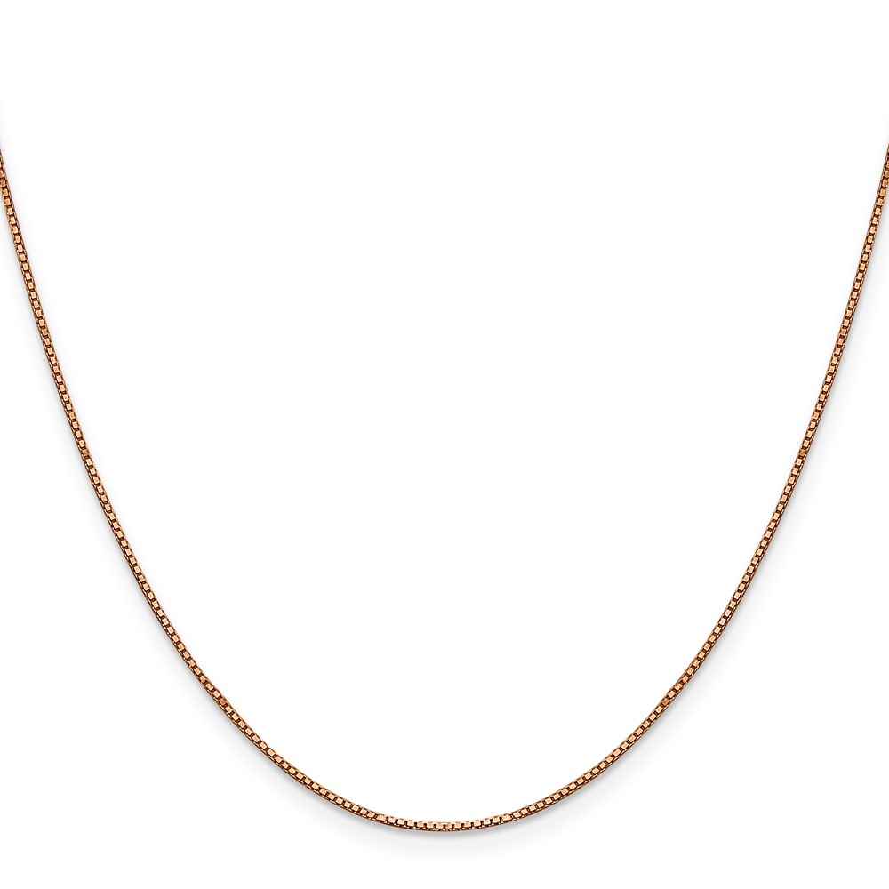 14K Rose Gold 24 inch .9mm Box Link with Lobster Clasp Chain (RSC2-24)