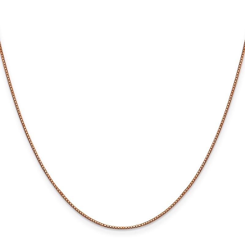 14K Rose Gold 22 inch .9mm Box Link with Lobster Clasp Chain