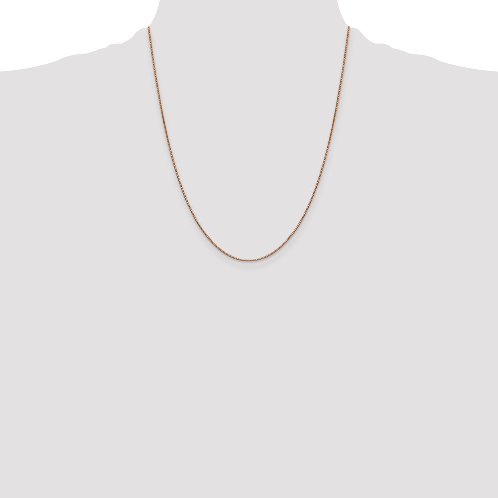 14K Rose Gold 22 inch .9mm Box Link with Lobster Clasp Chain (RSC2-22)