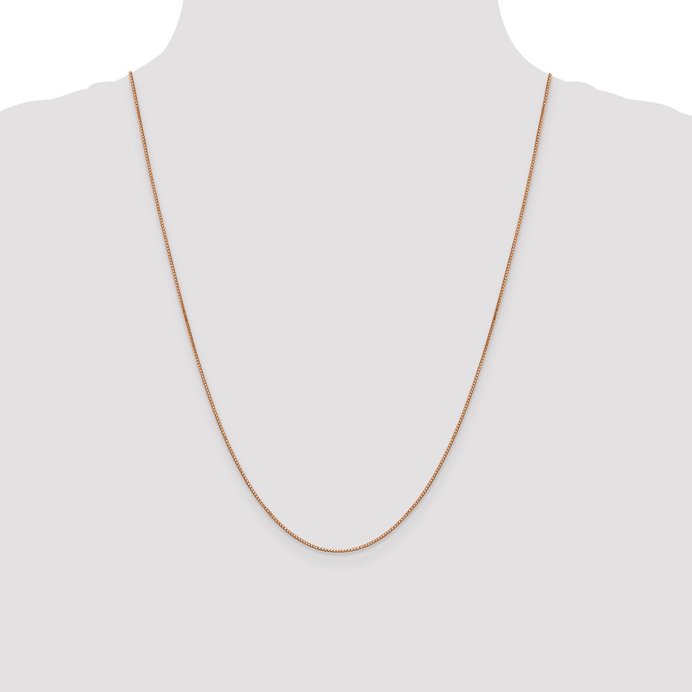 14K Rose Gold 24 inch .9mm Box Link with Lobster Clasp Chain (RSC2-24)