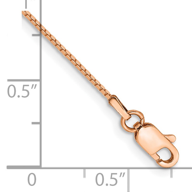 14K Rose Gold 10 inch .9mm Box Link with Lobster Clasp Chain Anklet