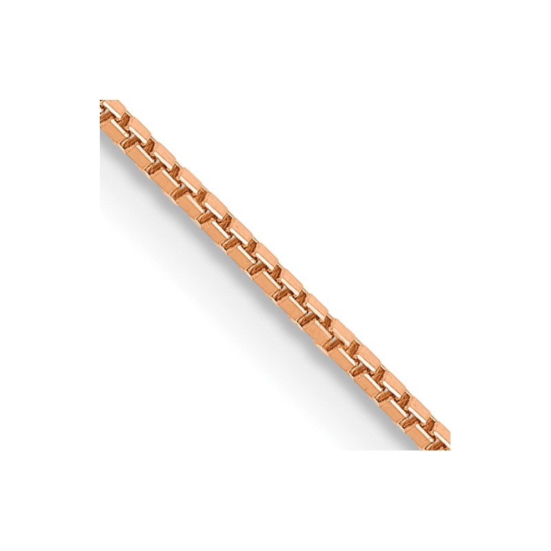14K Rose Gold 22 inch .9mm Box Link with Lobster Clasp Chain