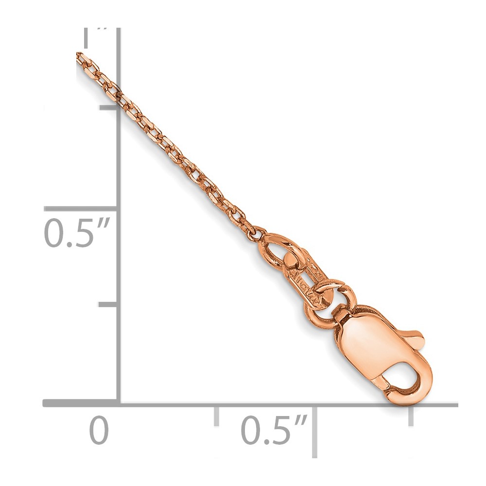 14K Rose Gold 10 inch 1.10mm Diamond-cut Cable with Lobster Clasp Chain (RSC20-10)