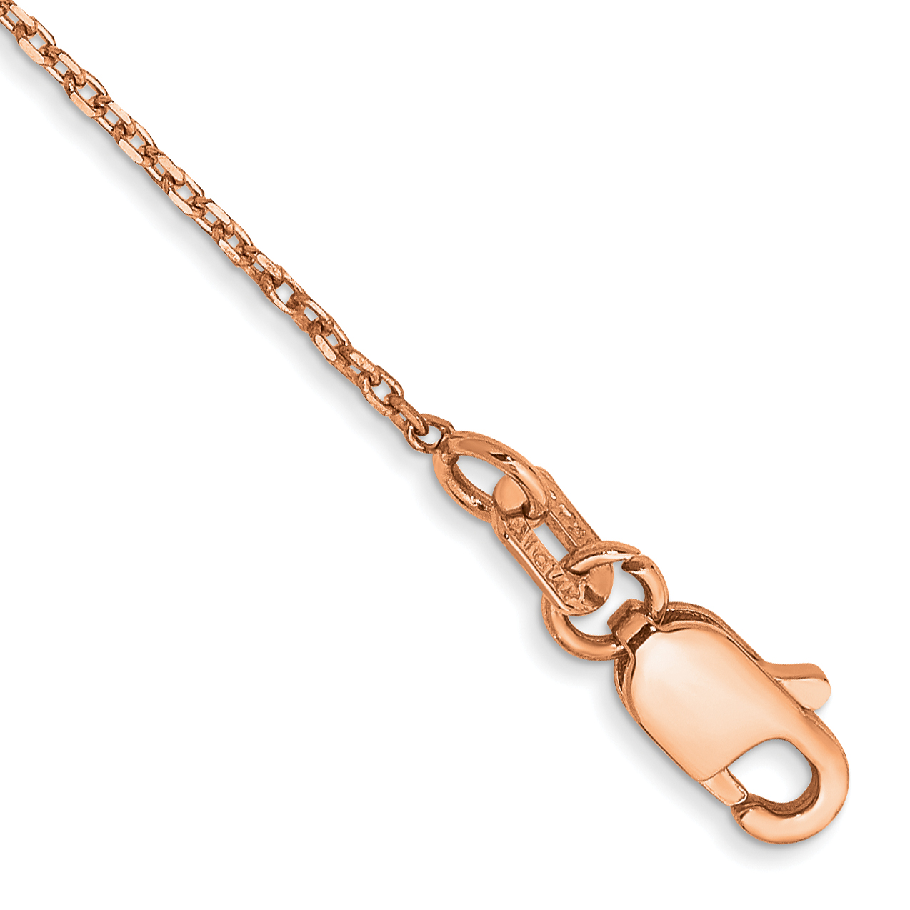 14K Rose Gold 10 inch 1.10mm Diamond-cut Cable with Lobster Clasp Chain (RSC20-10)