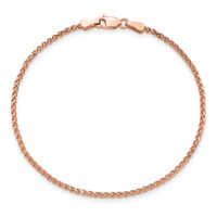 14K Rose Gold 1.7mm Diamond-cut Spiga Bracelet with Lobster Clasp, 7" view 2