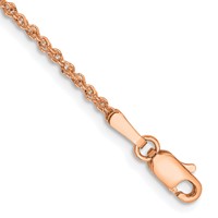 14K Rose Gold 1.7mm Ropa Anklet with Lobster Clasp, 9" view 1