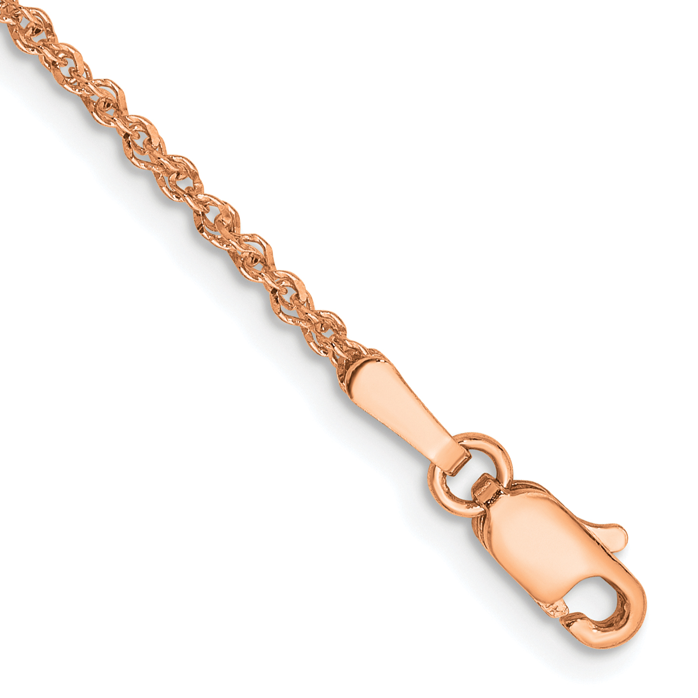 14K Rose Gold 10 inch  1.7mm Ropa with Lobster Clasp Anklet (RSC28-10)