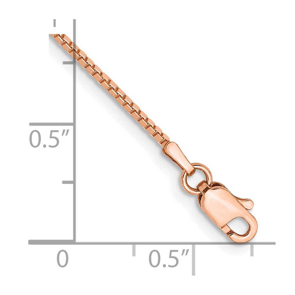 14K Rose Gold 7 inch 1mm Box Link with Lobster Clasp Bracelet (RSC3-7)