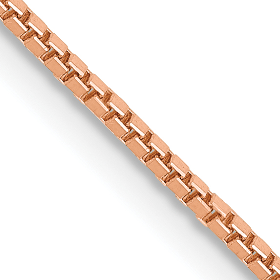 14K Rose Gold 16 inch 1mm Box Link with Lobster Clasp Chain (RSC3-16)