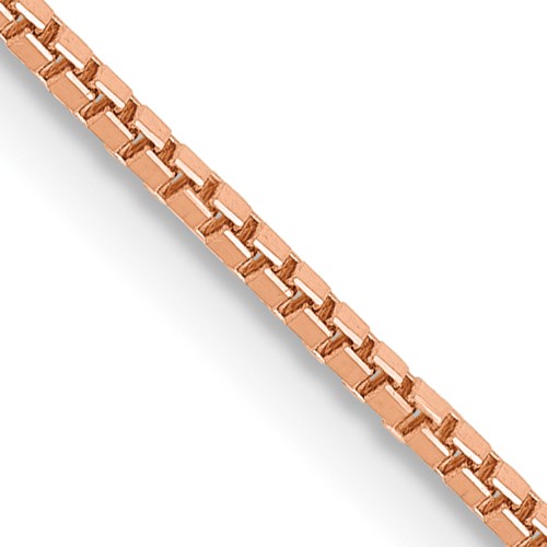 14K Rose Gold 16 inch 1mm Box Link with Lobster Clasp Chain