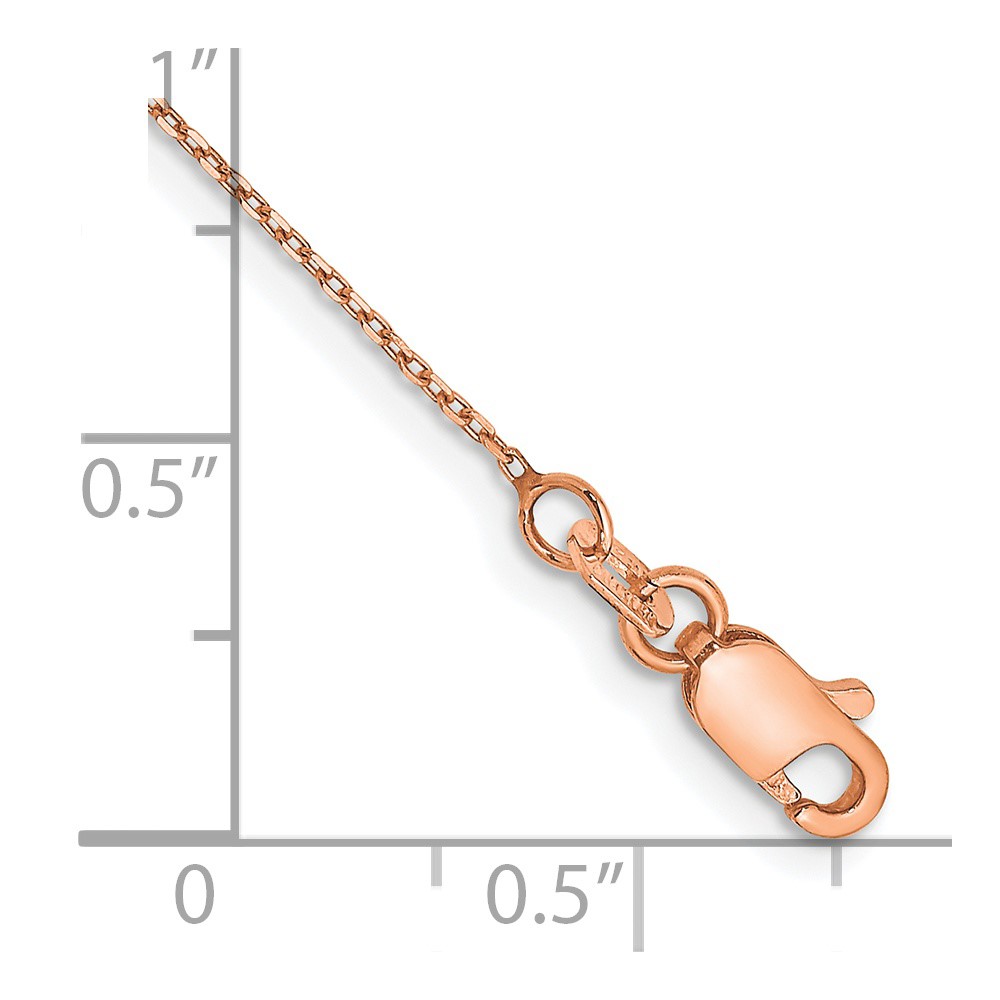 14K Rose Gold 10 inch .8mm Diamond-cut Cable with Lobster Clasp Chain (RSC32-10)