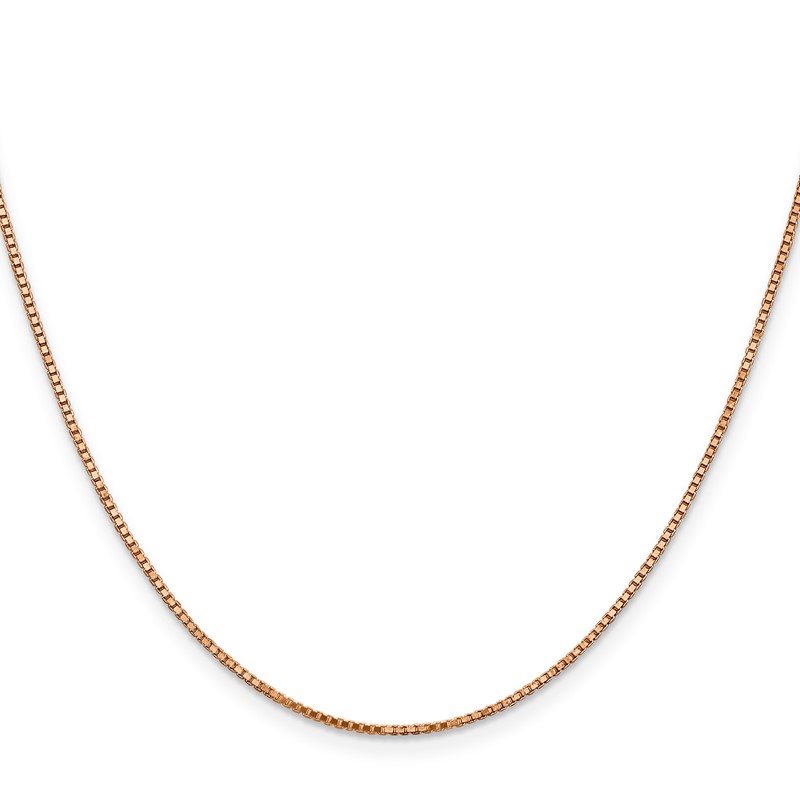 14K Rose Gold 24 inch 1.10mm Box Link with Lobster Clasp Chain