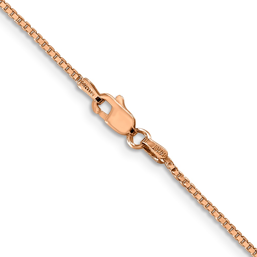 14K Rose Gold 22 inch 1.10mm Box Link with Lobster Clasp Chain (RSC33-22)