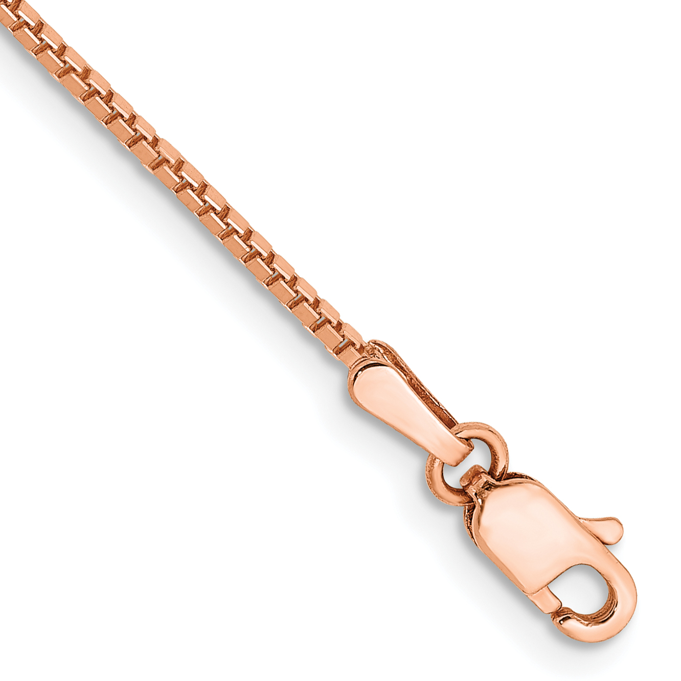 14K Rose Gold 7 inch 1.10mm Box Link with Lobster Clasp Bracelet (RSC33-7)