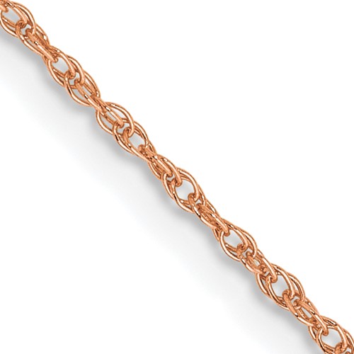 14K Rose Gold 18 inch .8mm Baby Rope with Spring Ring Clasp Chain