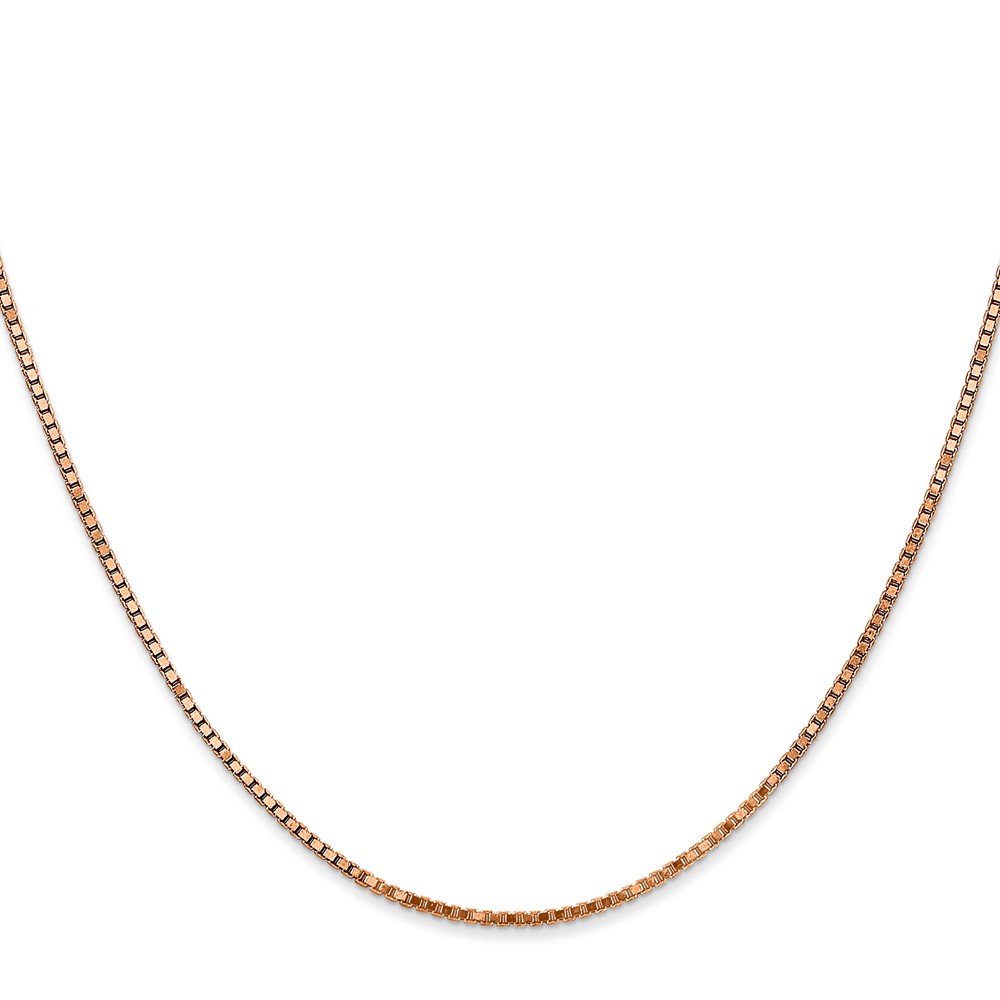 14K Rose Gold 16 inch 1.3mm Box Link with Lobster Clasp Chain (RSC36-16)