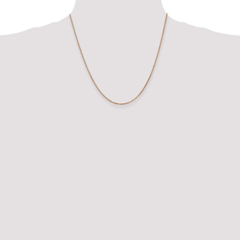 14K Rose Gold 20 inch 1.3mm Box Link with Lobster Clasp Chain (RSC36-20)