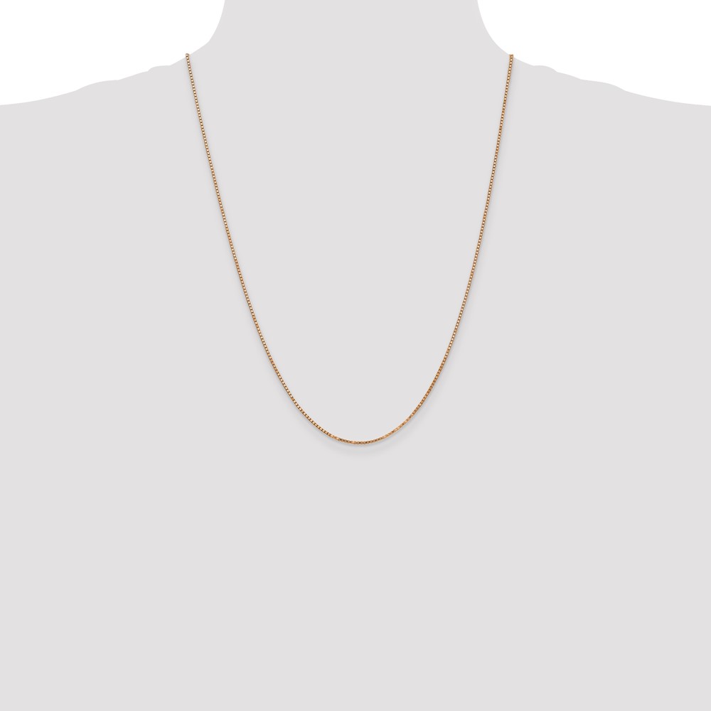 14K Rose Gold 24 inch 1.3mm Box Link with Lobster Clasp Chain (RSC36-24)