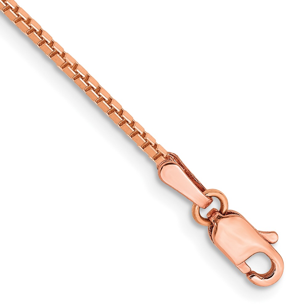 14K Rose Gold 7 inch 1.3mm Box Link with Lobster Clasp Bracelet (RSC36-7)