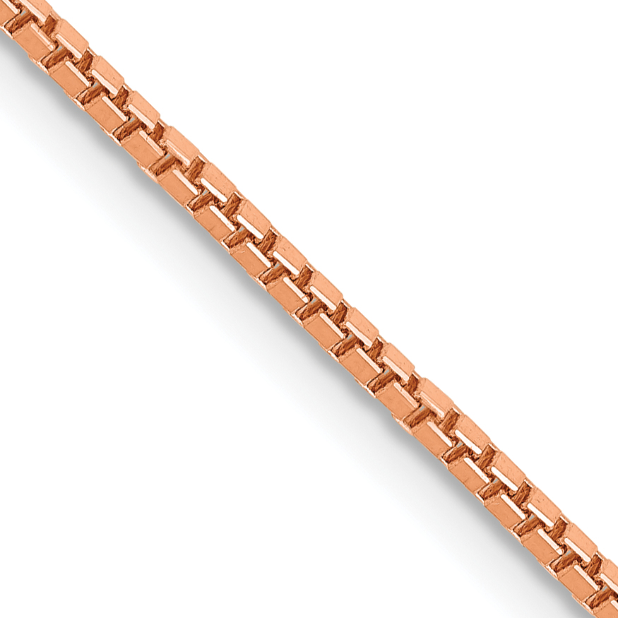 14K Rose Gold 16 inch 1.3mm Box Link with Lobster Clasp Chain (RSC36-16)