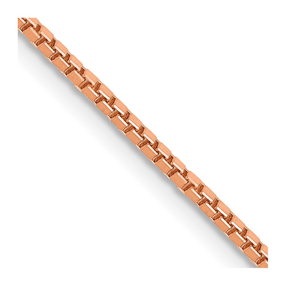 14K Rose Gold 16 inch 1.3mm Box Link with Lobster Clasp Chain (RSC36-16)