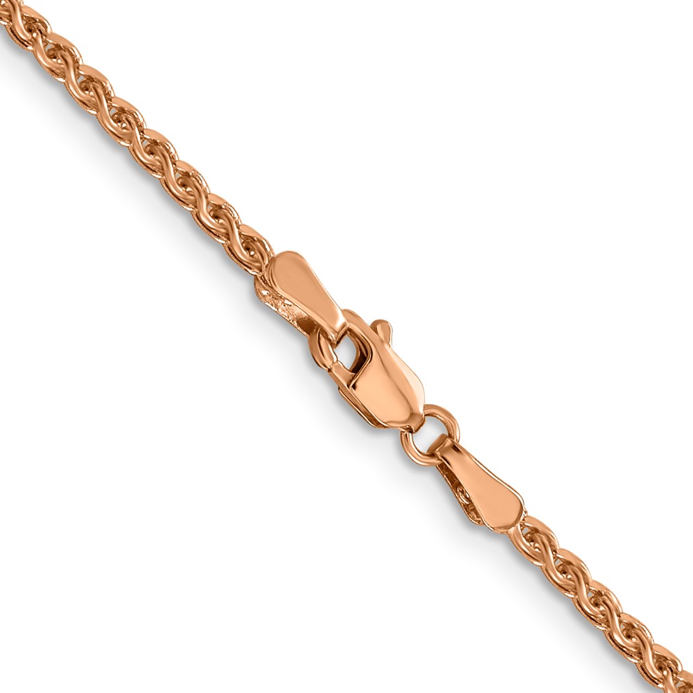 14K Rose Gold 18 inch 2.1mm Diamond-cut Spiga with Lobster Clasp Chain (RSC37-18)