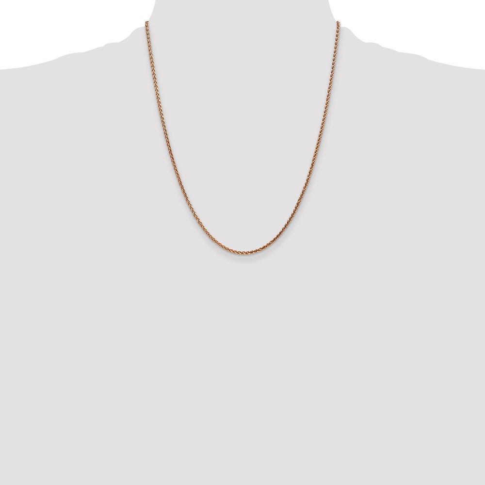14K Rose Gold 22 inch 2.1mm Diamond-cut Spiga with Lobster Clasp Chain (RSC37-22)