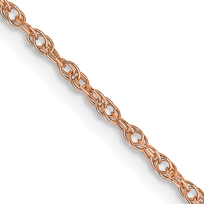 14K Rose Gold 16 inch 1.15mm Baby Rope with Spring Ring Clasp Chain