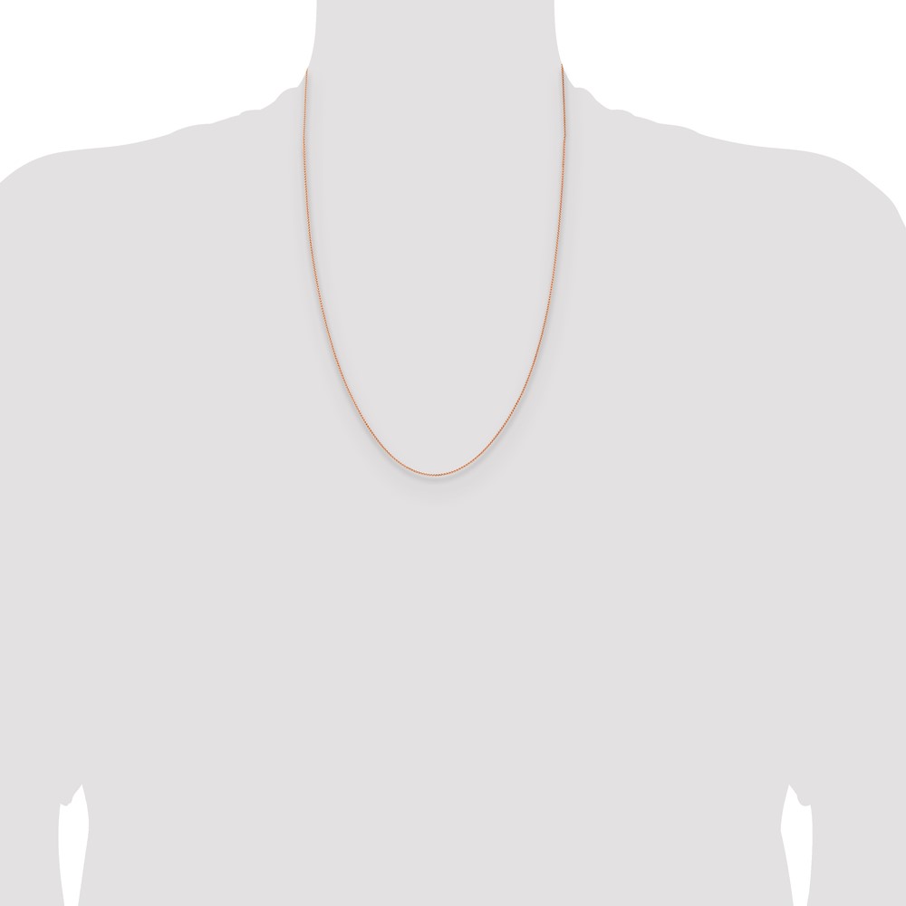 14K Rose Gold 24 inch 1mm Solid Polished Spiga with Lobster Clasp Chain (RSC40-24)