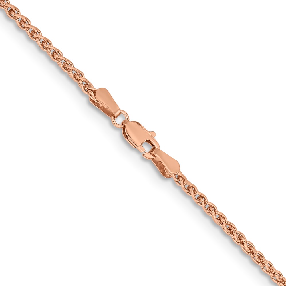 14K Rose Gold 30 inch 2.1mm Solid Polished Spiga with Lobster Clasp Chain (RSC43-30)