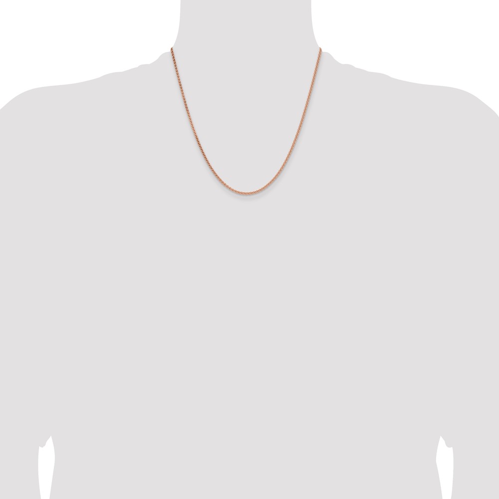 14K Rose Gold 20 inch 2.1mm Solid Polished Spiga with Lobster Clasp Chain (RSC43-20)