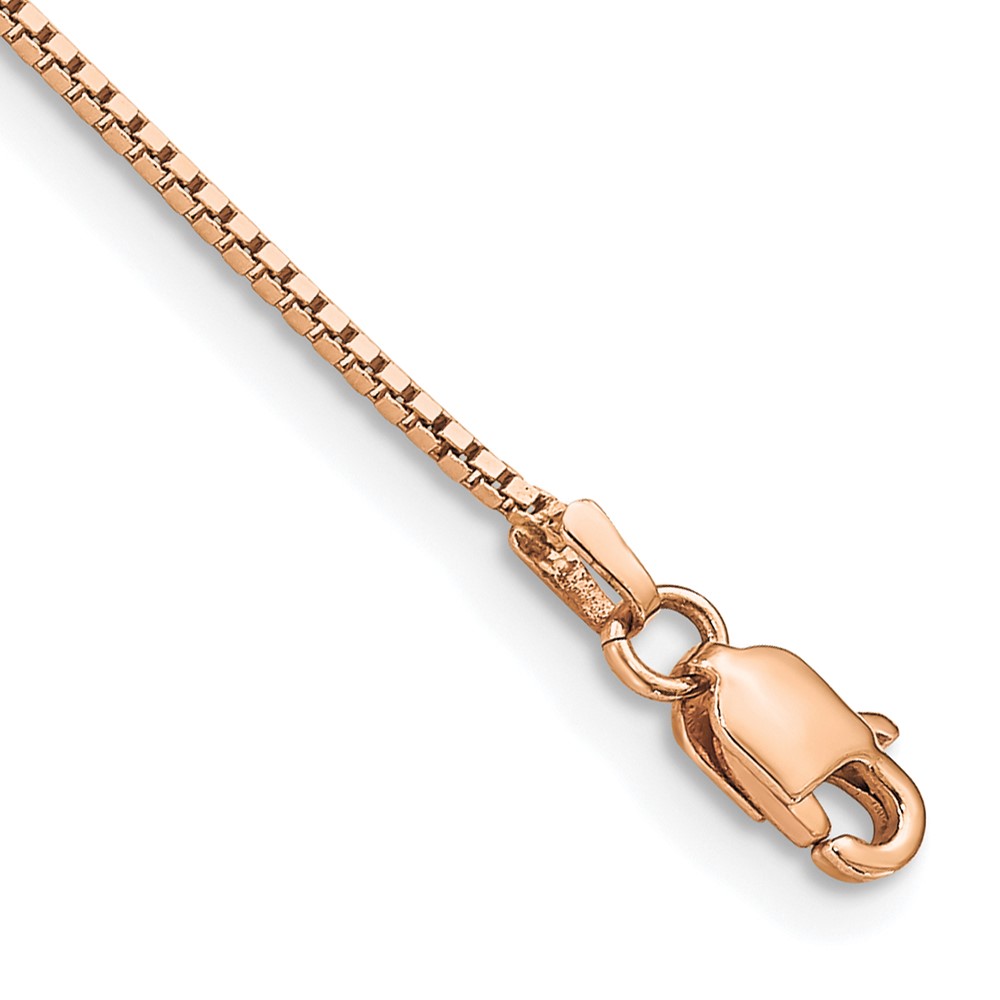 14K Rose Gold 7 inch .95mm Box Link with Lobster Clasp Bracelet (RSC44-7)