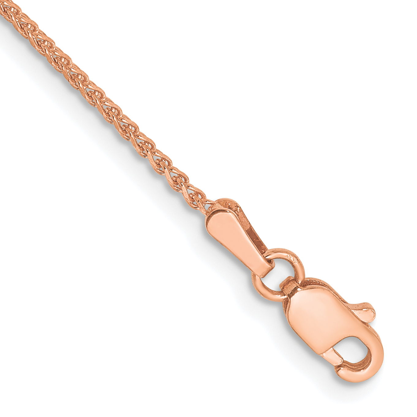 14K Rose Gold 7 inch 1.25mm Diamond-cut Spiga with Lobster Clasp Bracelet (RSC5-7)