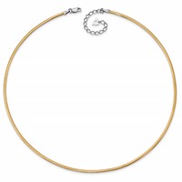 Sterling Silver Gold-plated Polished Reversible 2mm Cubetto Necklace with 2 Inch Extension, 16" view 4