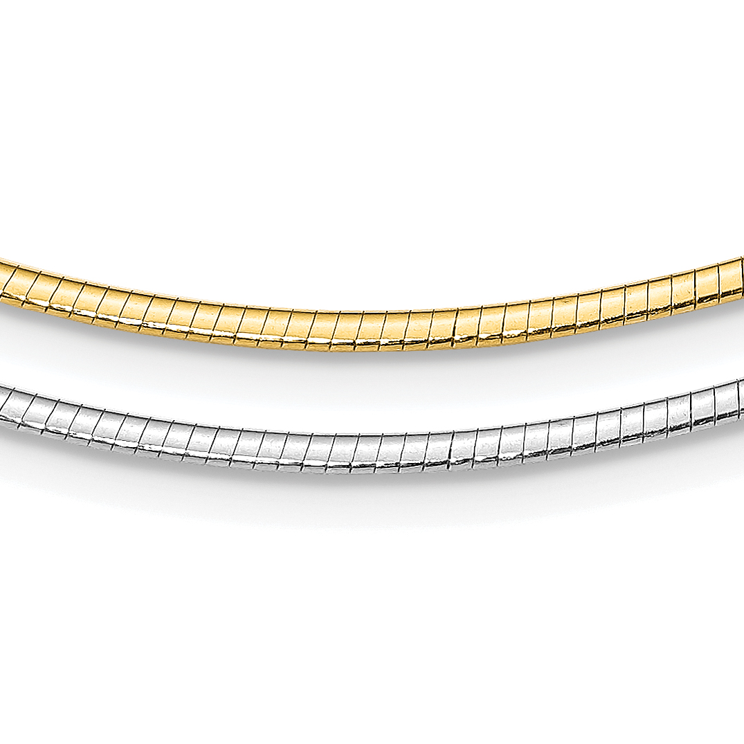 Sterling Silver Gold-pltd 2mm Reversible w/2in ext Cubetto Chain (RSM1-16)