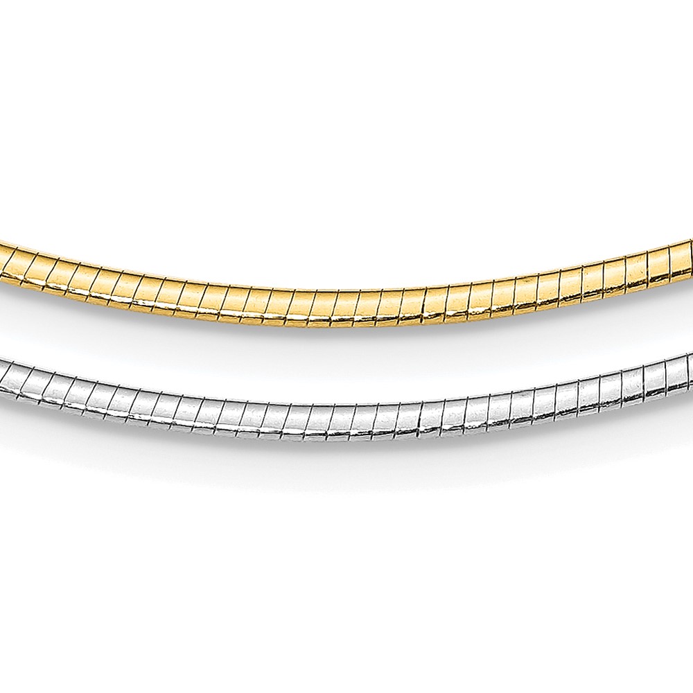 Sterling Silver Gold-pltd 2mm Reversible w/2in ext Cubetto Chain (RSM1-16)