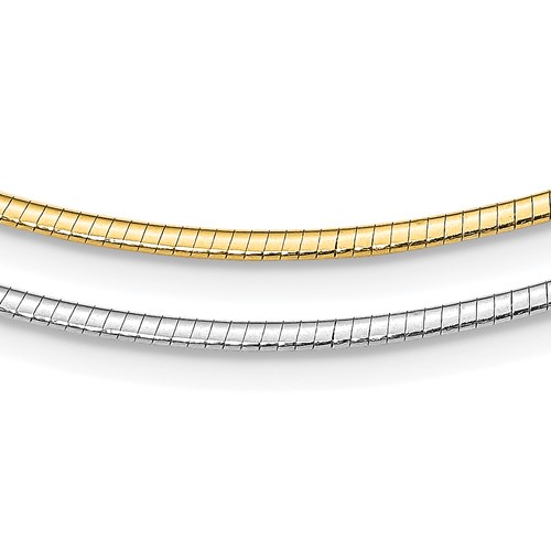 Sterling Silver Gold-plated Polished Reversible 2mm Cubetto Necklace with 2 Inch Extension, 16"