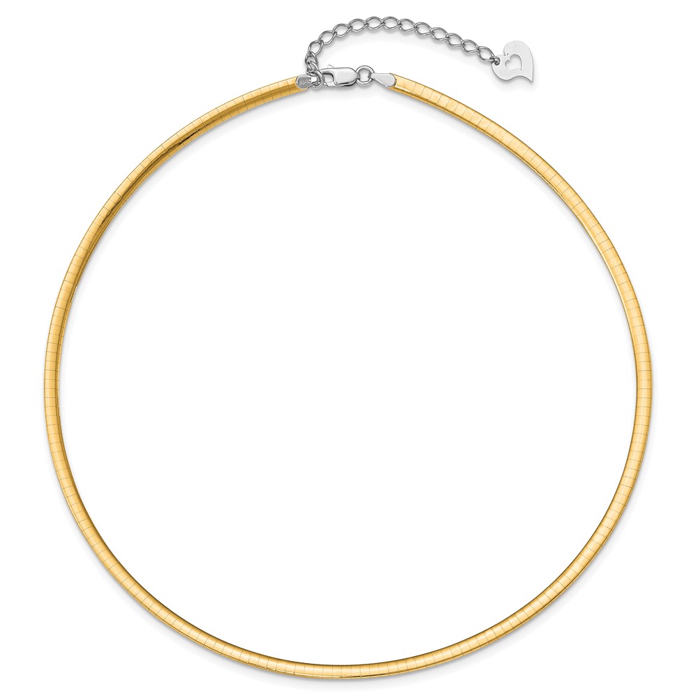 Sterling Silver Gold-pltd 3mm Reversible w/2in ext Cubetto Chain (RSM3-18)