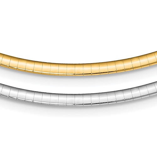 Sterling Silver Gold-plated Polished Reversible 3mm Cubetto Necklace with 2 Inch Extension, 16"