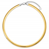 Sterling Silver Gold-plated Polished Reversible 6mm Cubetto Necklace with 2 Inch Extension, 16" view 2