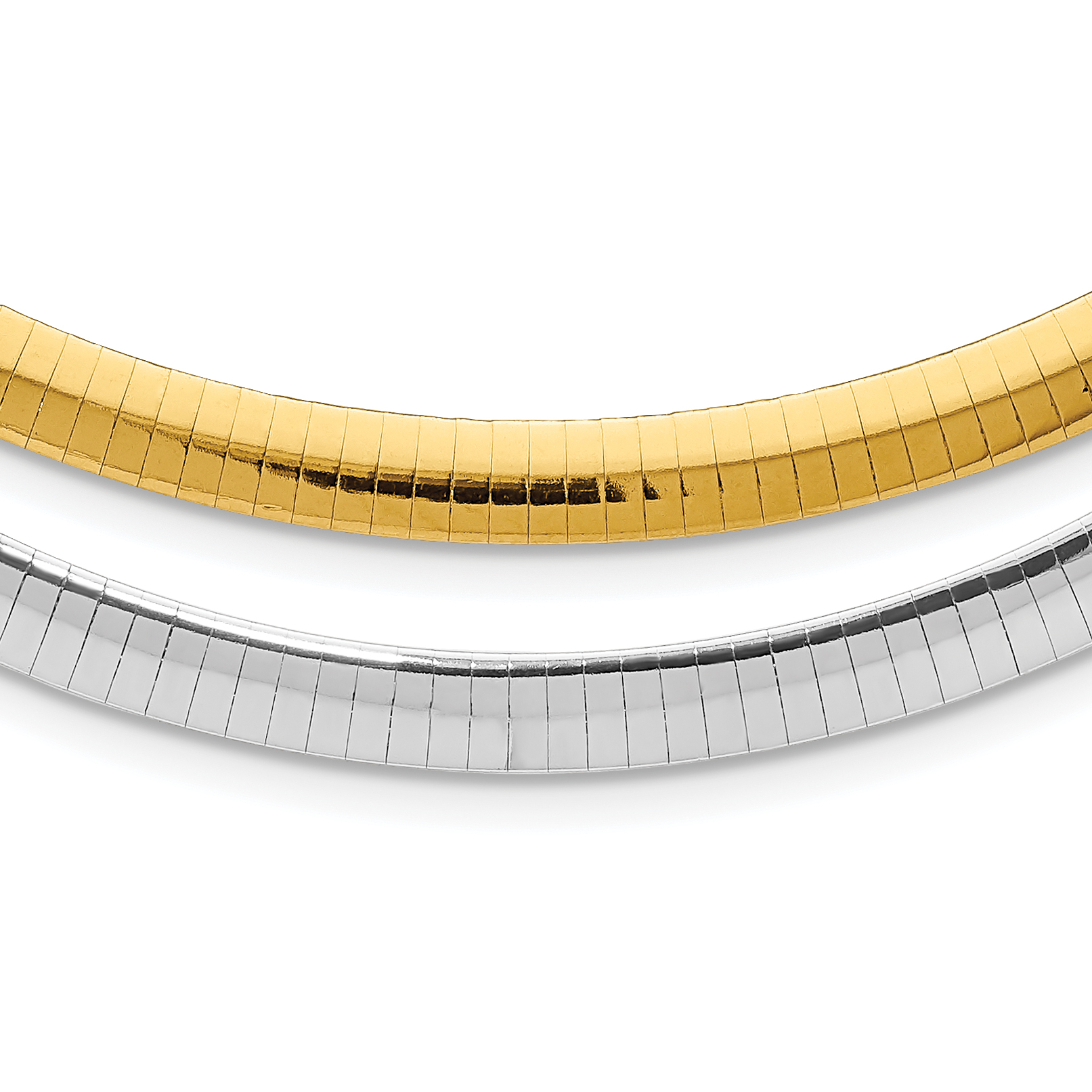 Sterling Silver Gold-plated 6mm Reversible w/2in ext Cubetto Chain (RSM6-16)