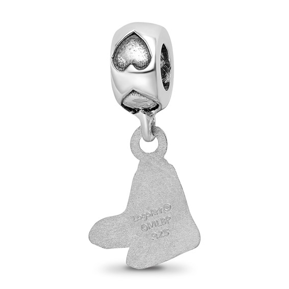 Sterling Silver Rhodium-plated LogoArt Boston Red Sox Logo on Heart Bead