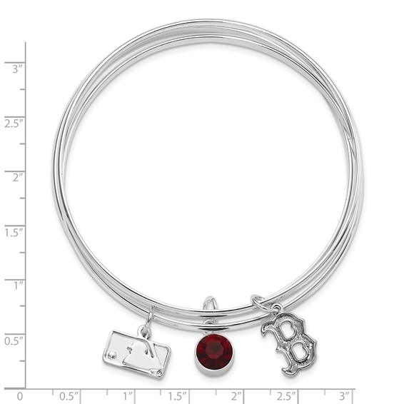 MLB Boston Red Sox Red Crystal Slip On Charm Triple Bracelet Set